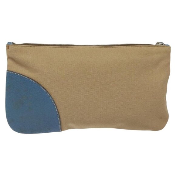 PRADA Clutch Bag Canvas Beige Silver Auth BD1747 - Picture 3 of 16